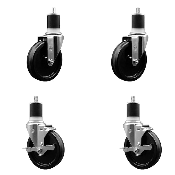 Service Caster 5'' SS Phenolic Wheel Swivel 1-7/8'' Expand Stem Caster Set 2 Brakes, 4PK SCC-SSEX20S514-PHS-2-TLB-2-178 - main